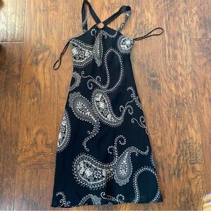 Vintage 90s y2k Evan picone black paisley halter like dress